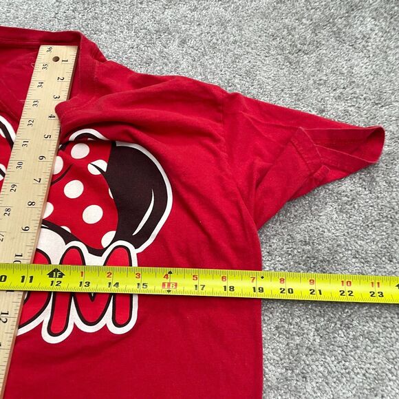 Disney Minnie Mouse Graphic T-Shirt Womens Medium Red Crew Neck Cotton Mom Tee - Picture 7 of 8